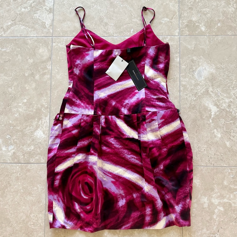 NWT BCBGMaxAzria Boysenberry Satin Mini Dress with Spaghetti Straps, Size 2 - Picture 2 of 7